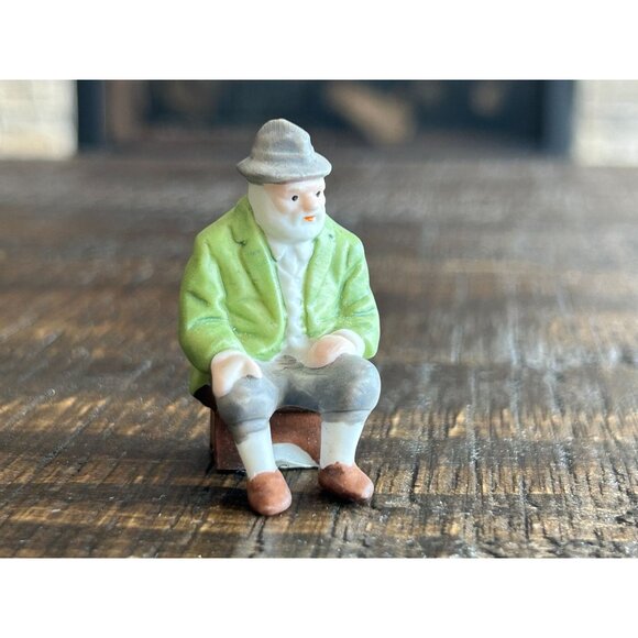 Dept 56 Alpine Village Old Man Sitting Christmas Figurine - Picture 1 of 5